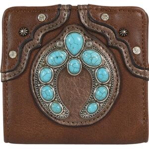 Justin Brown Wallet with Turquoise Stone Accents